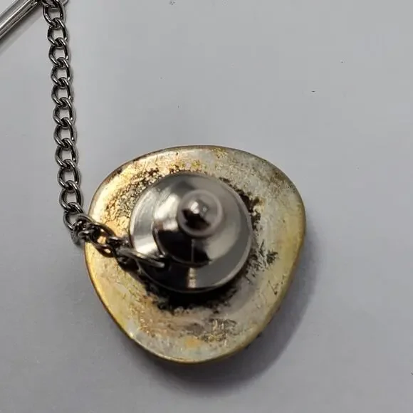 Vintage unmarked Silver with Turquoise Tie Pin/Tack - Picture 3 of 3